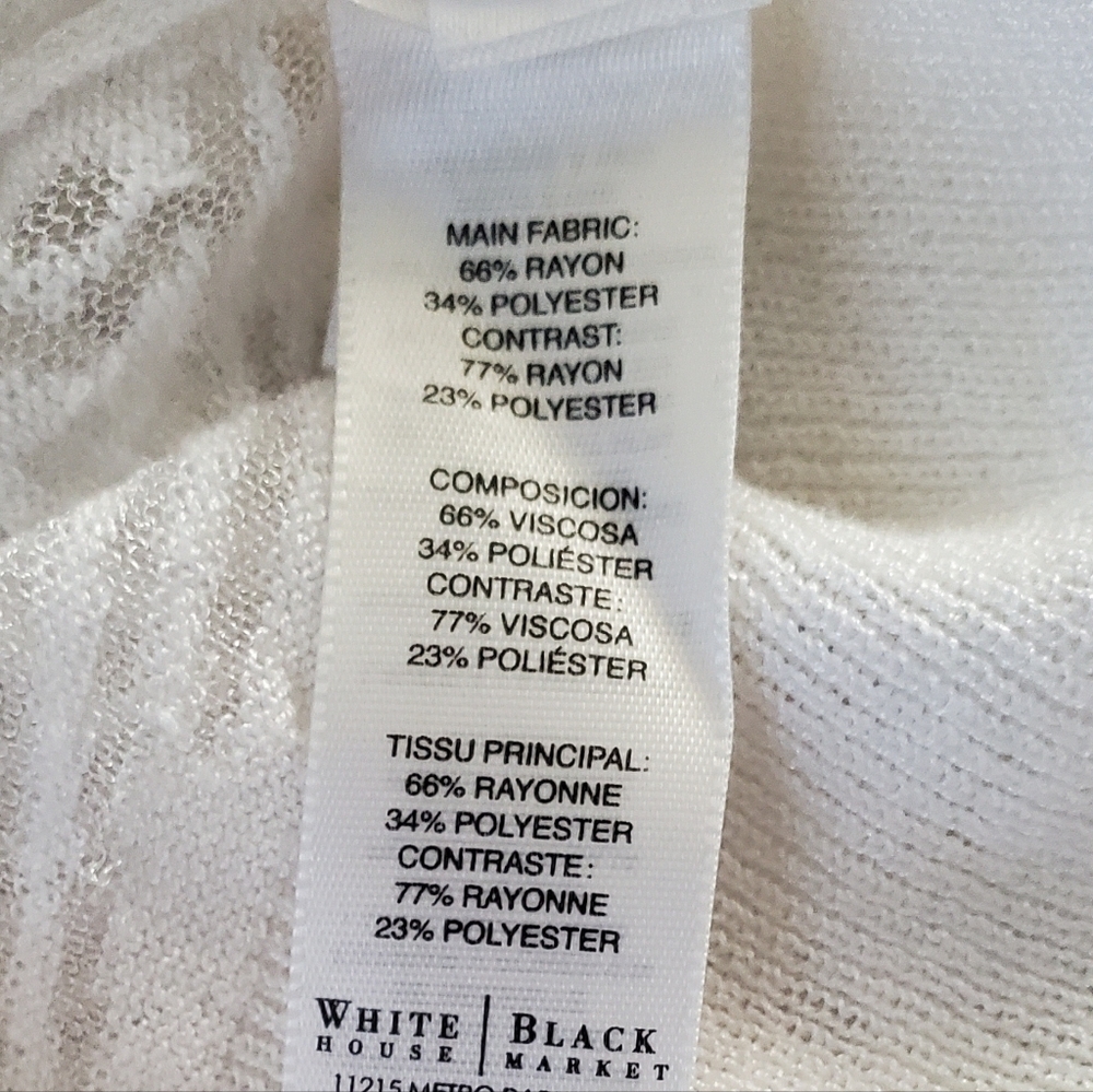 White House Black Market White Textured Sheer Blouson Top Dolman Sleeve Size L - Picture 8 of 10